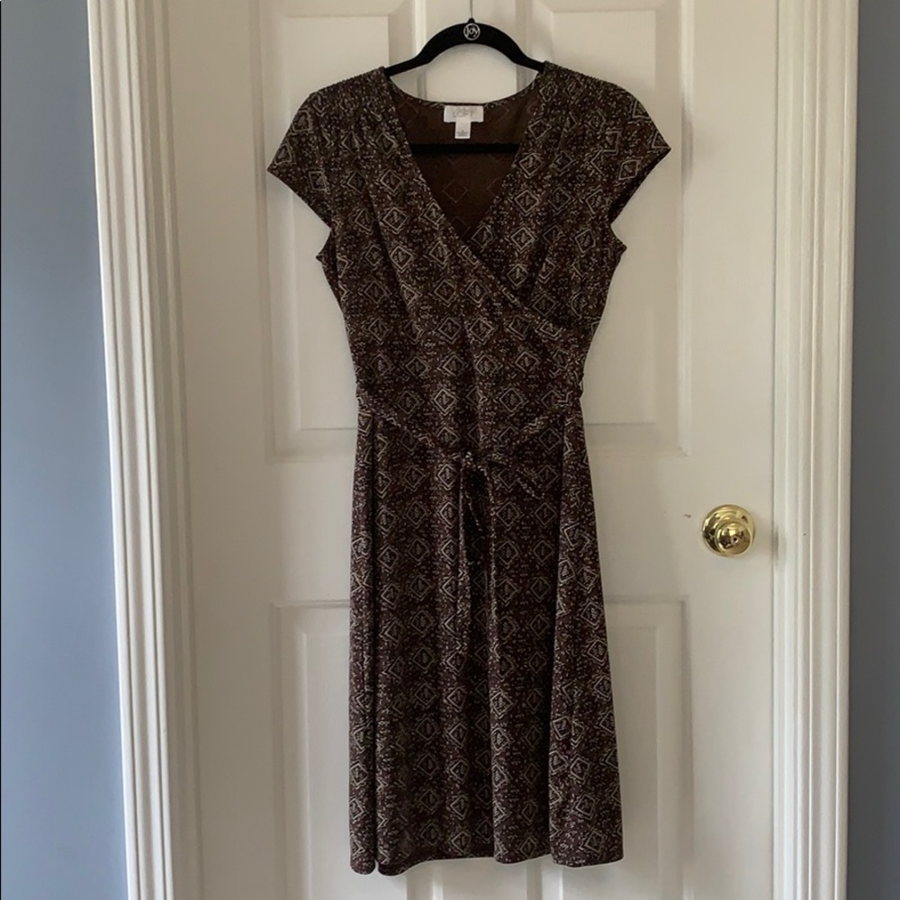 Ann Taylor LOFT Geometric Faux Wrap Dress